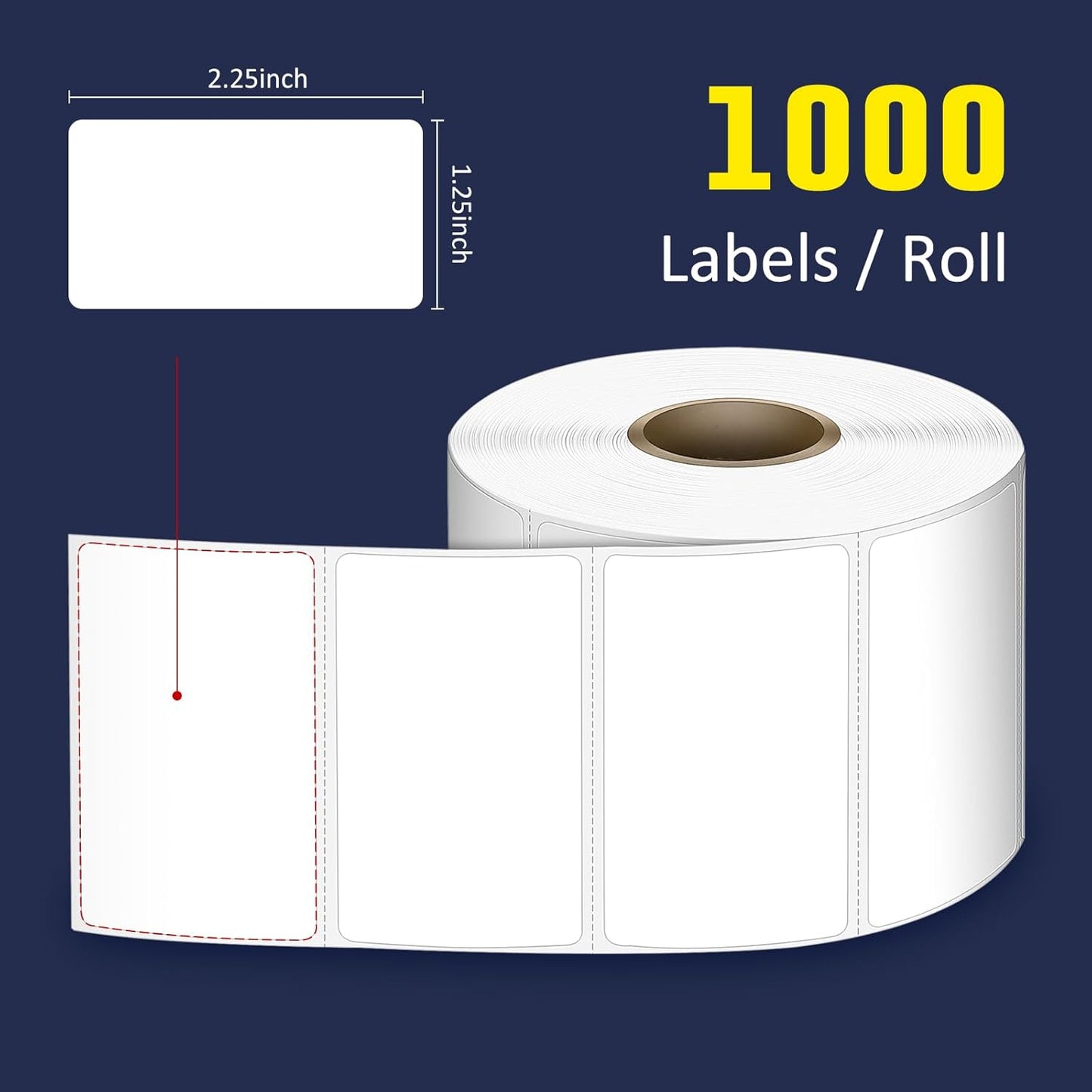 L LIKED 2.25" x 1.25" Direct Thermal Labels, Permanent Adhesive Barcode Address Label & Compatible with Rollo, Zebra and Other Desktop Printers (12 Rolls, 12000 Labels)