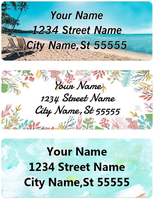 Custom Address Labels - Personalized Address Labels, Colorful Patterns, Can Be Used for Box, Paper, Plastic, Glass, Metal (Set of 100, Glossy Vinyl)