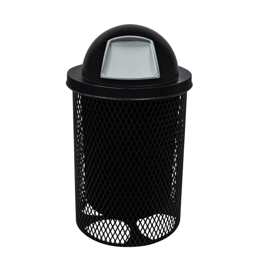 RDT-BLK Heavy Duty 32 Gallon Round Trash Receptacle, Liner Included, Black with Dome Lid, Made in America