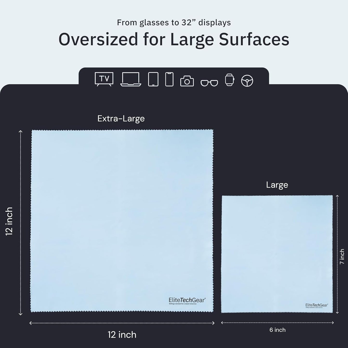 Elite Tech Gear Microfiber Cloth (Blue, 12'' x 12'' (Pack of 8))