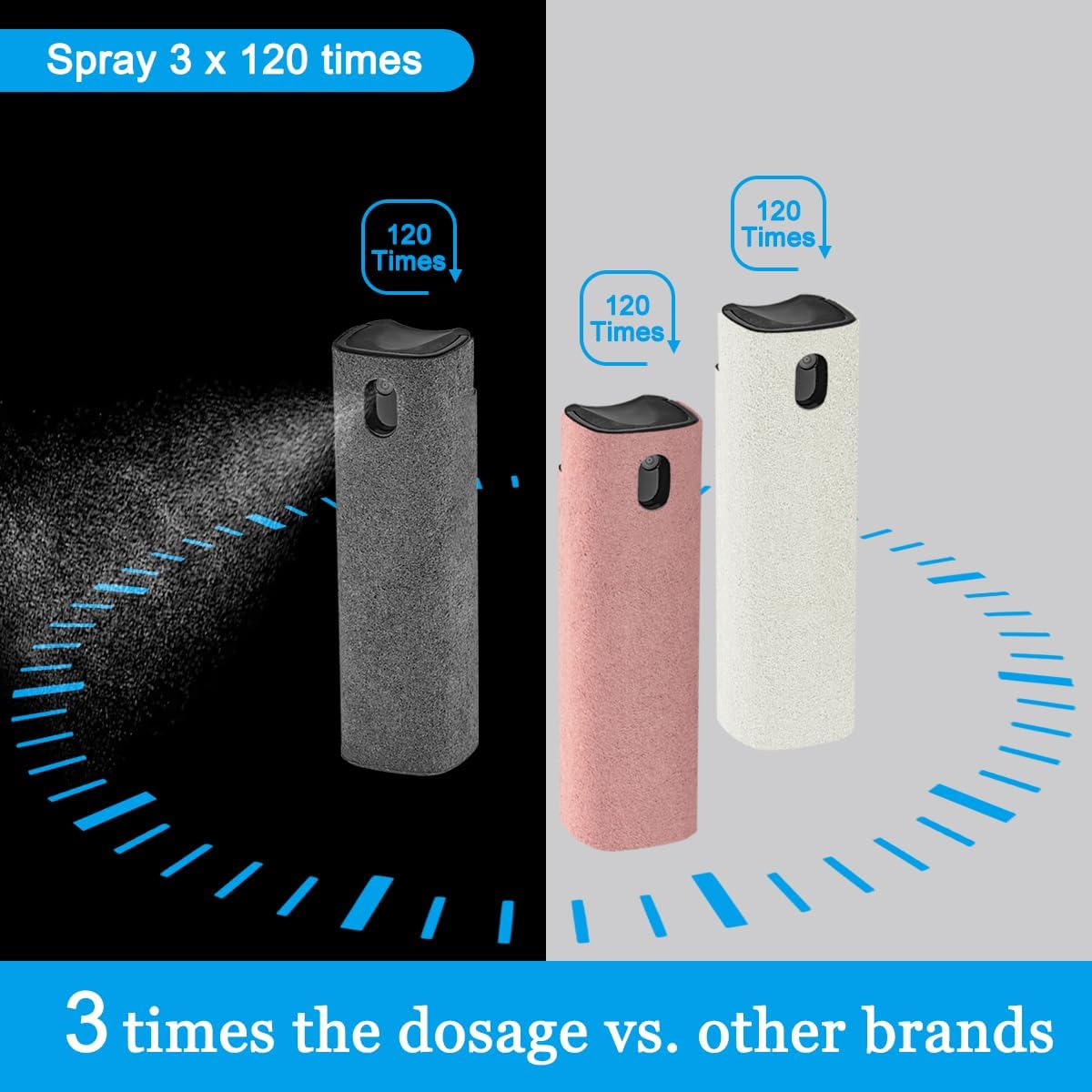 walrfid 3Pcs Car Screen Cleaner, Computer Screen Cleaner Spray and Wipe, Laptop Cleaner Kit for Cleaning iPad, iPhone, Cellphone, MacBook, Car Display, Electronic Device Screen, Grey Pink Cream