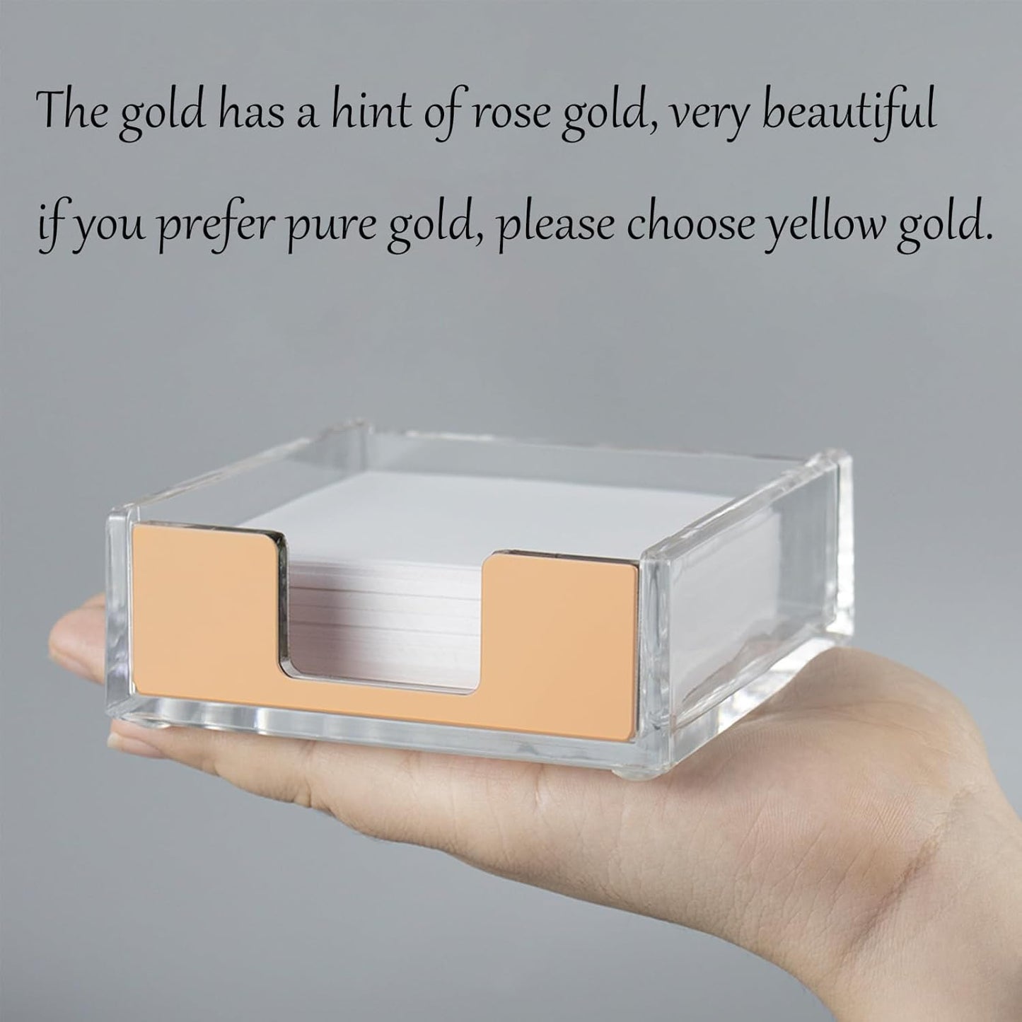 NatSumeBasics Gold Sticky Note Holder Clear Acrylic Post a Note Dispenser Cute Desk Organizer for Office Home School Aesthetic Accessories (Matt Gold)