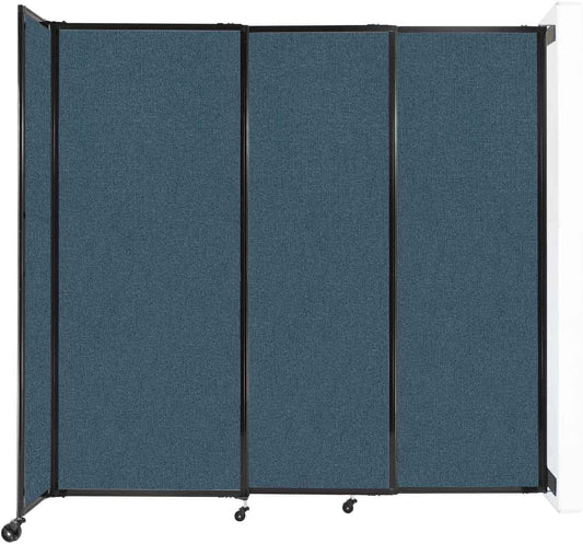 Wall-Mounted Sliding StraightWall Room Divider | Adjustable Widths | Locking Wheels | Room Separator | Up to 7'2" Wide x 6'10" Tall Caribbean Fabric Panels