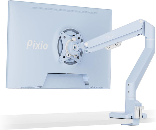 Pixio PS1S Wave Blue Single Monitor Arm Stand Desk Mount - Fits up to 32 inches Monitors and up to 19.8lbs. VESA Compatibility and Integrated Cable Management