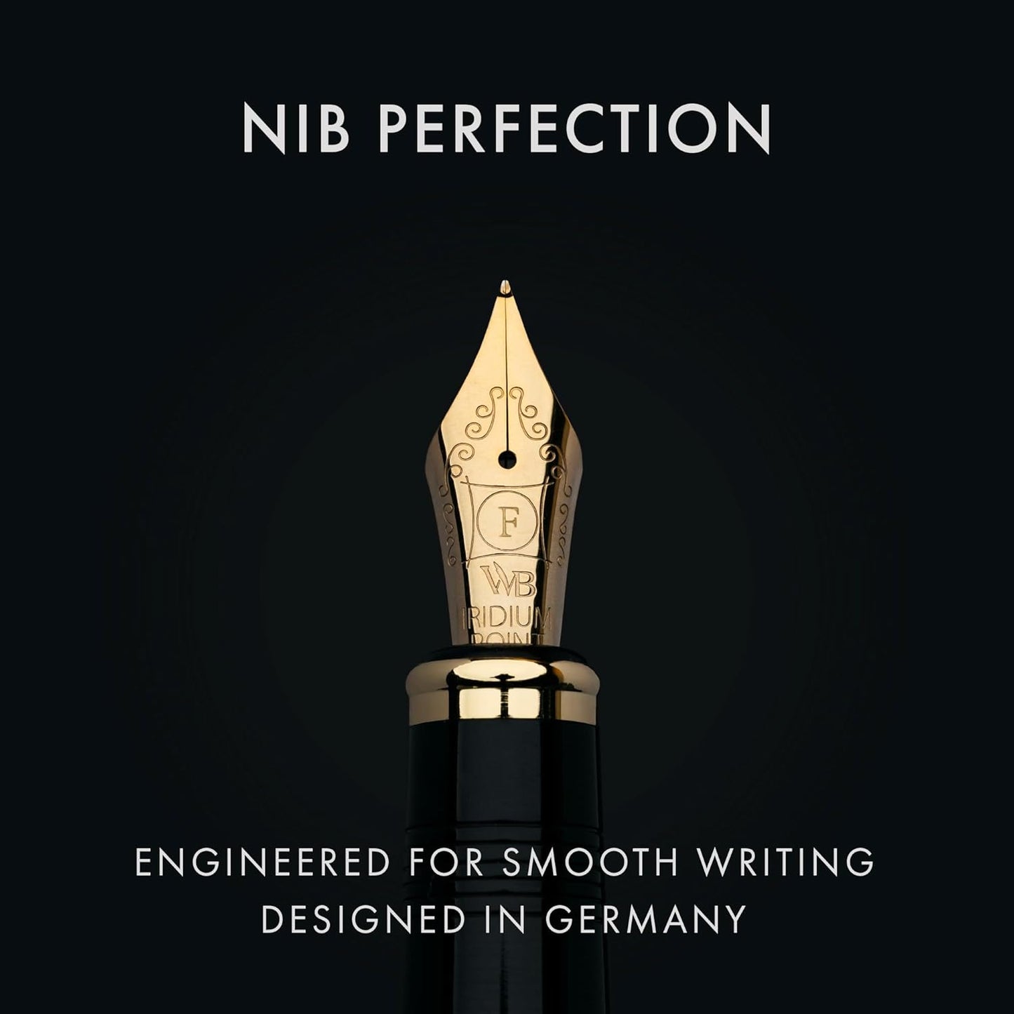 Wordsworth & Black Primori Fountain Pen Set [Blue Gold]; Fine Nib, Gift Case, 24 Ink Cartridges, Refill Converter, Manual; Journaling, Calligraphy, Smooth Writing Pens; Left and Right Handed