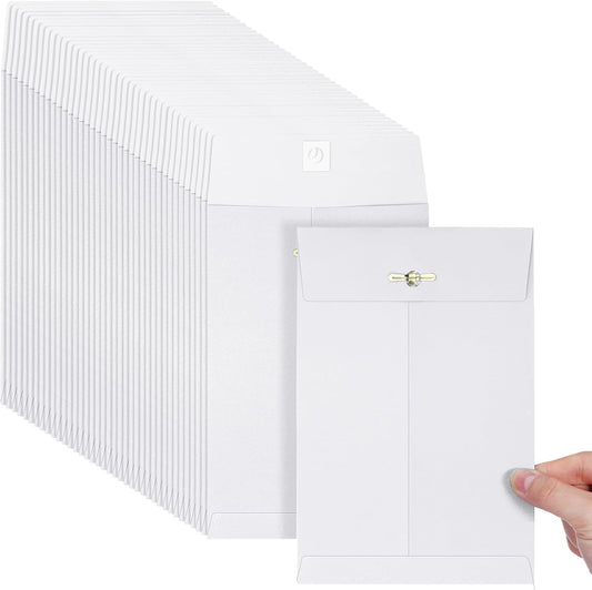 Teling 50 Pcs 5 x 7.5 Manilla Envelopes Clasp Kraft Catalog with Closure for Storing Mailing 28 lb Kraft Envelope Paper for Office Document School Business Home(White)