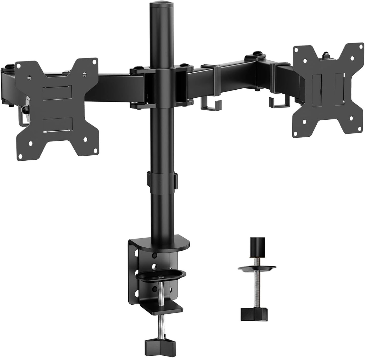 Simple Trending Dual Monitor Desk Mount, Heavy Duty Fully Adjustable Stand, Monitor Arm Fits 2 Computer Screens up to 27 inches and Max 18 lbs Each, Black