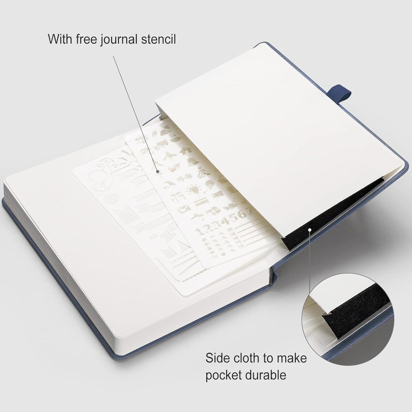 AHGXG Bullet Dotted Journal - 320 Numbered Pages Dot Grid Notebook A5 Thick Journal, 100gsm Thick Dotted Paper, Leather Hardcover,Inner Pocket, 5.75'' × 8.38'' - GrayBlue