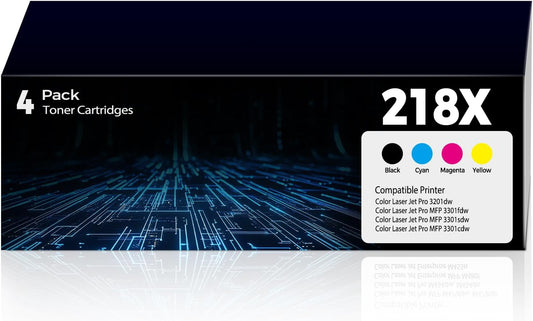 218X Toner Cartridges 3301sdw 3301fdw 3201dw Toner Replacement for HP 218X Toner Cartridge 4 Pack 218A HP218X HP218A With Chip Work for Color Laser Jet Pro 3201dw MFP 3301fdw 3301sdw 3301cdw 3301 3201