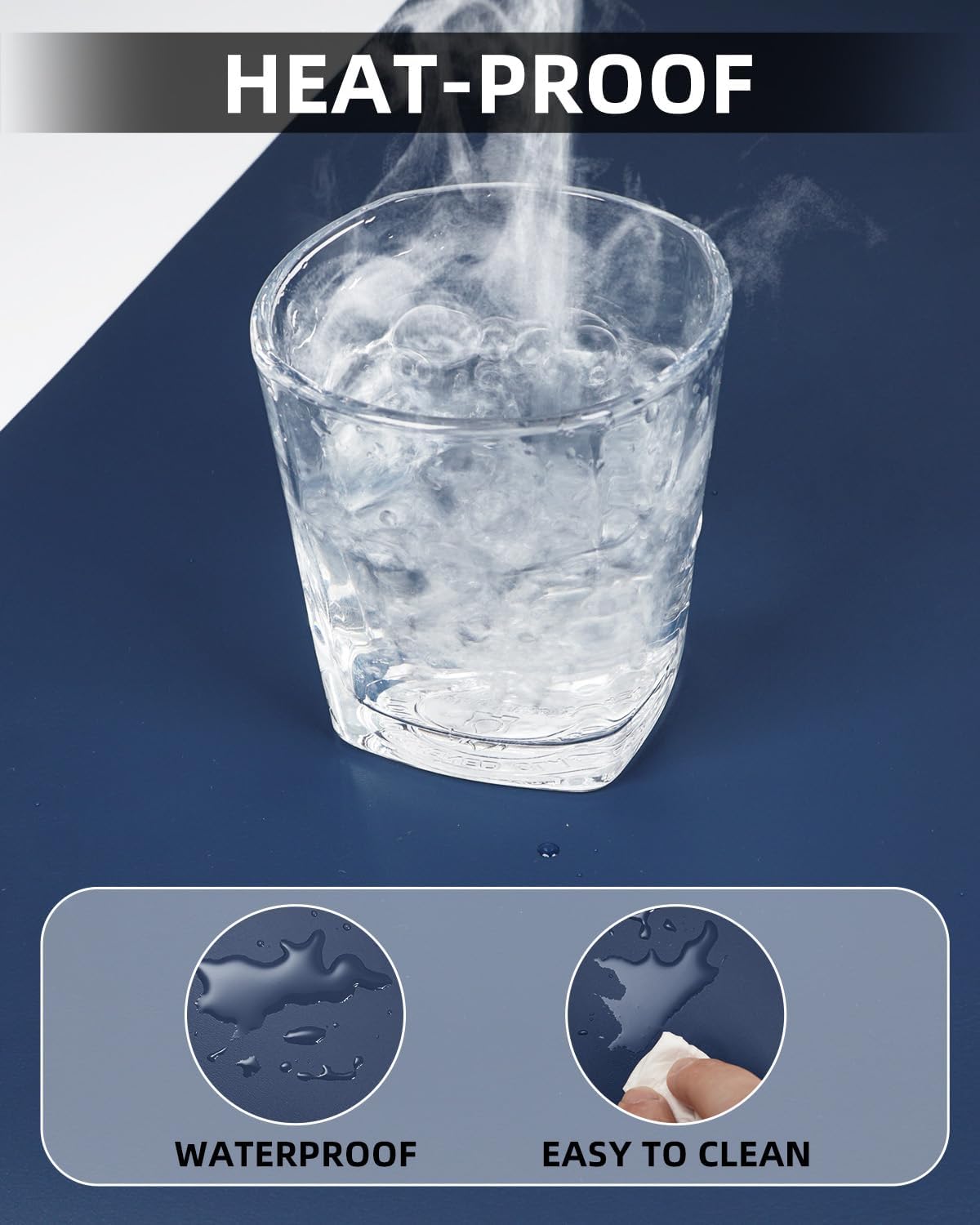 Desk mat Large, Leather Desk Pad Protector,Office Desk Mat,Mouse Pad, Non-Slip Desk Blotter, Laptop Desk Pad, Waterproof Desk Writing Pad for Office&Home (Midnight Blue, 48" x 24")