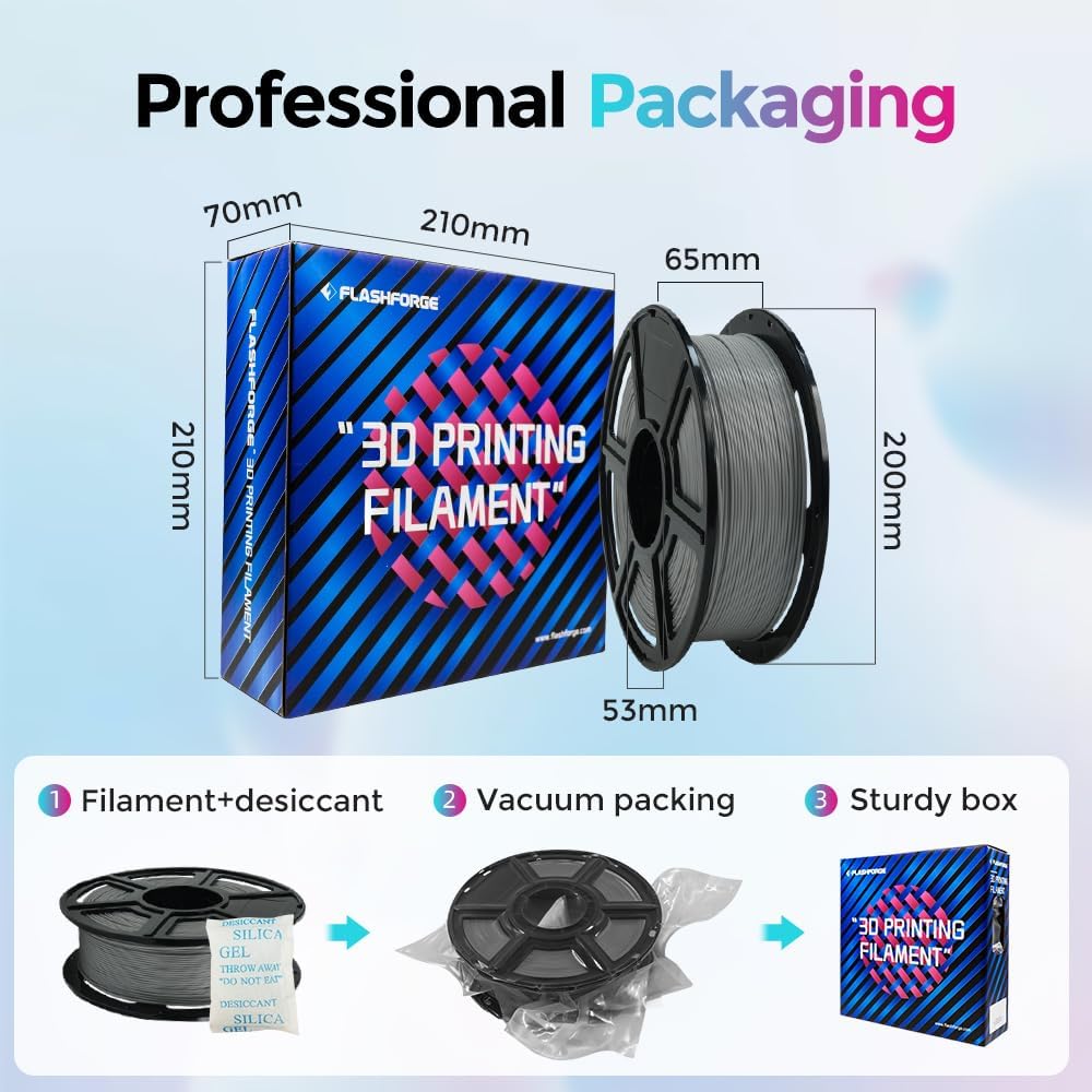 FLASHFORGE Rapid PLA Filament 1.75mm, High Flow Speedy 3D Printer Filament, Experience Exceptional Performance with 500mm/s High-Speed Printing, Neatly Wound & Top-Notch Filament (Light Grey)