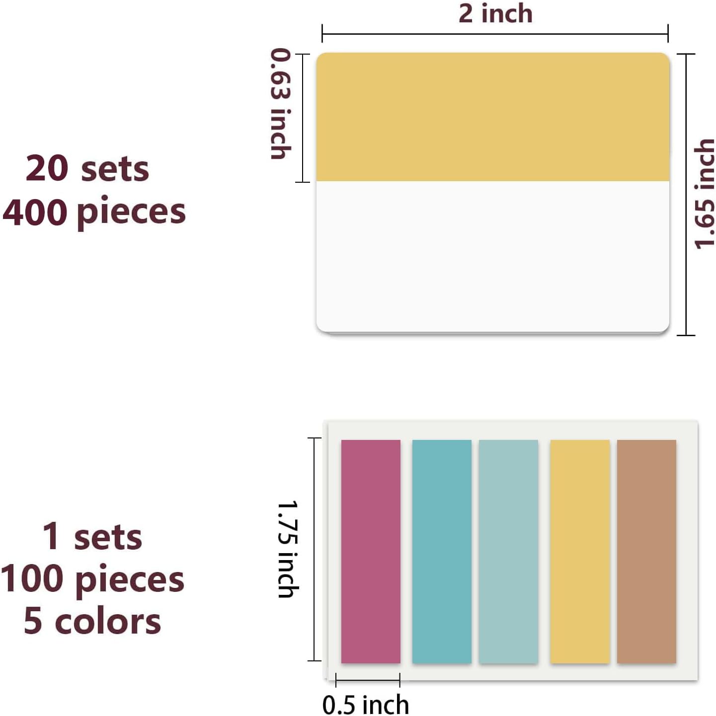 ELII 500 PCS Sticky Index Tabs 2 Inch Book Tabs,Clear Sticky Notes for Pages Notebooks File Tabs Self Adhesive