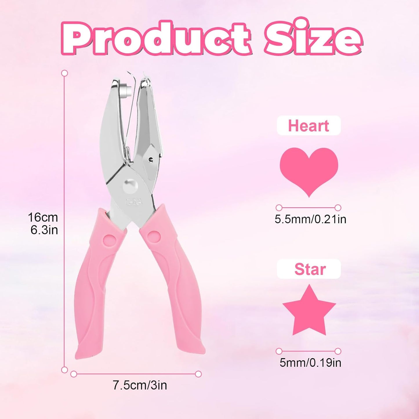 UCEC Heart+Star Hole Punchers, Hole Puncher Single, Handheld Paper Hole Punches, 1/4" Heart Star Hole Punch of School Supplies Metal Hole Punch Tool with Soft-Handled for Clothing Ticket DIY Craft