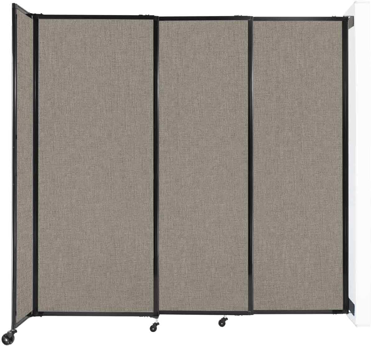 Wall-Mounted Sliding StraightWall Room Divider | Adjustable Widths | Locking Wheels | Room Separator | Up to 7'2" Wide x 6'10" Tall Warm Pebble Fabric Panels