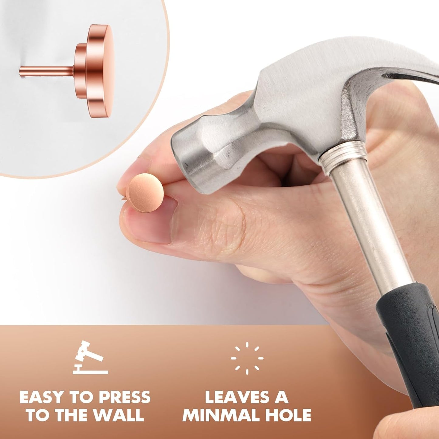 30 Pieces Rose Gold Thumb Tacks, Rose Gold Push Pins, Metal Push Pins for Wall, Wall Tacks, Wall Pins, Push Pins for Bulletin Board, Picture Hanging Nails, Picture Hanging Hooks