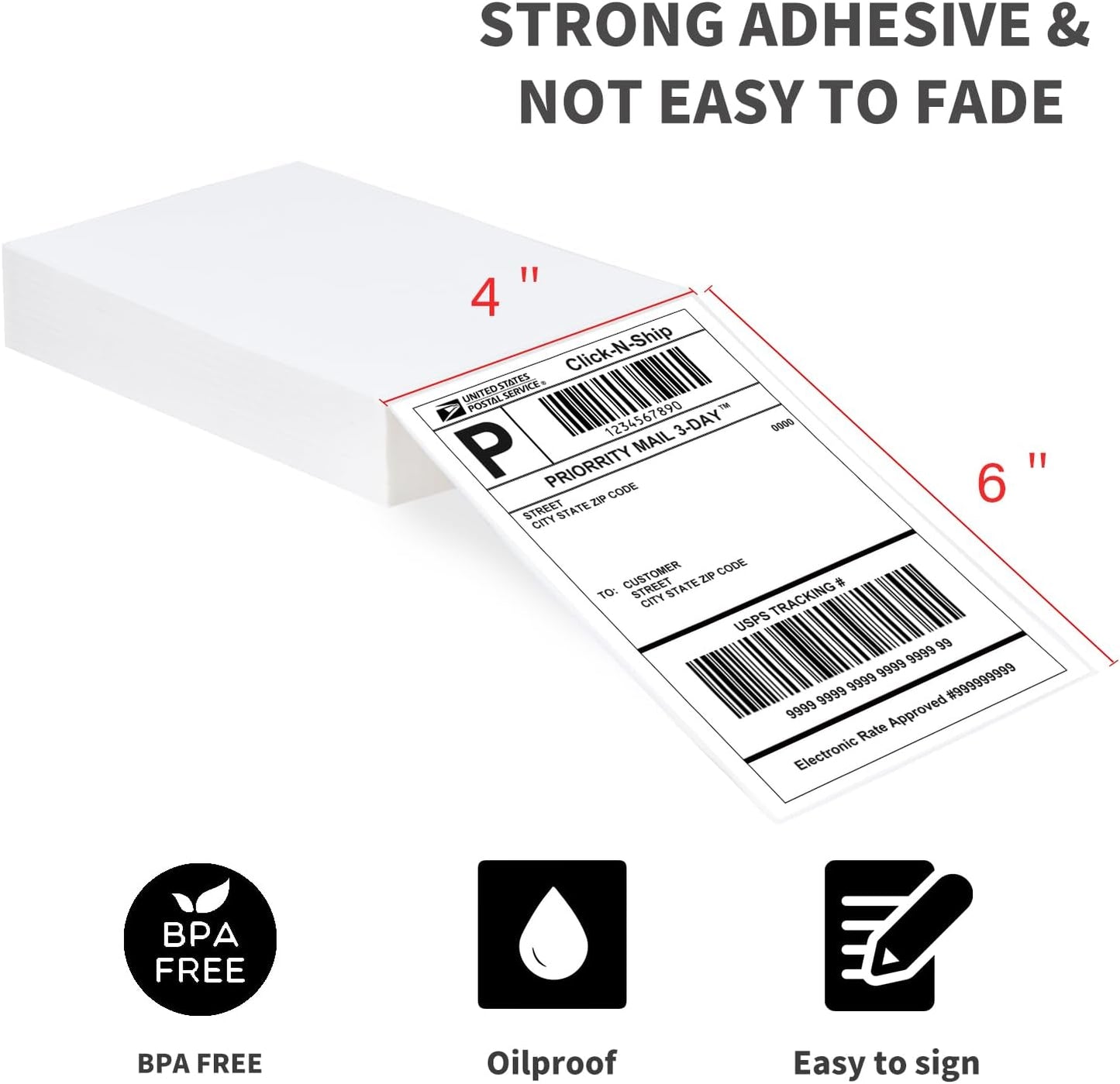 L LIKED 200 Fanfold 4" x 6" Direct Thermal Labels, with Perforated line for Thermal Printers - Compatible with Zebra & Rollo Printer