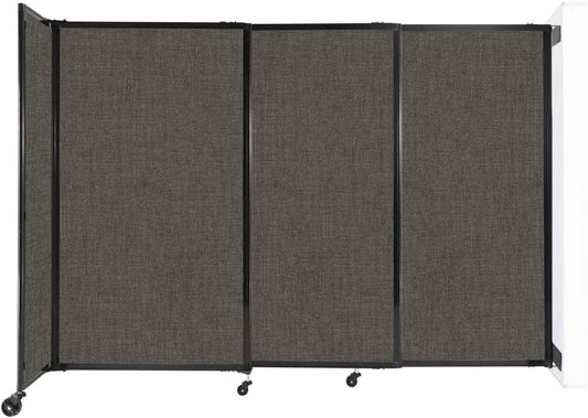 Wall-Mounted Sliding StraightWall Room Divider | Adjustable Widths | Locking Wheels | Room Separator | Up to 7'2" Wide x 5' Tall Mocha Fabric Panels