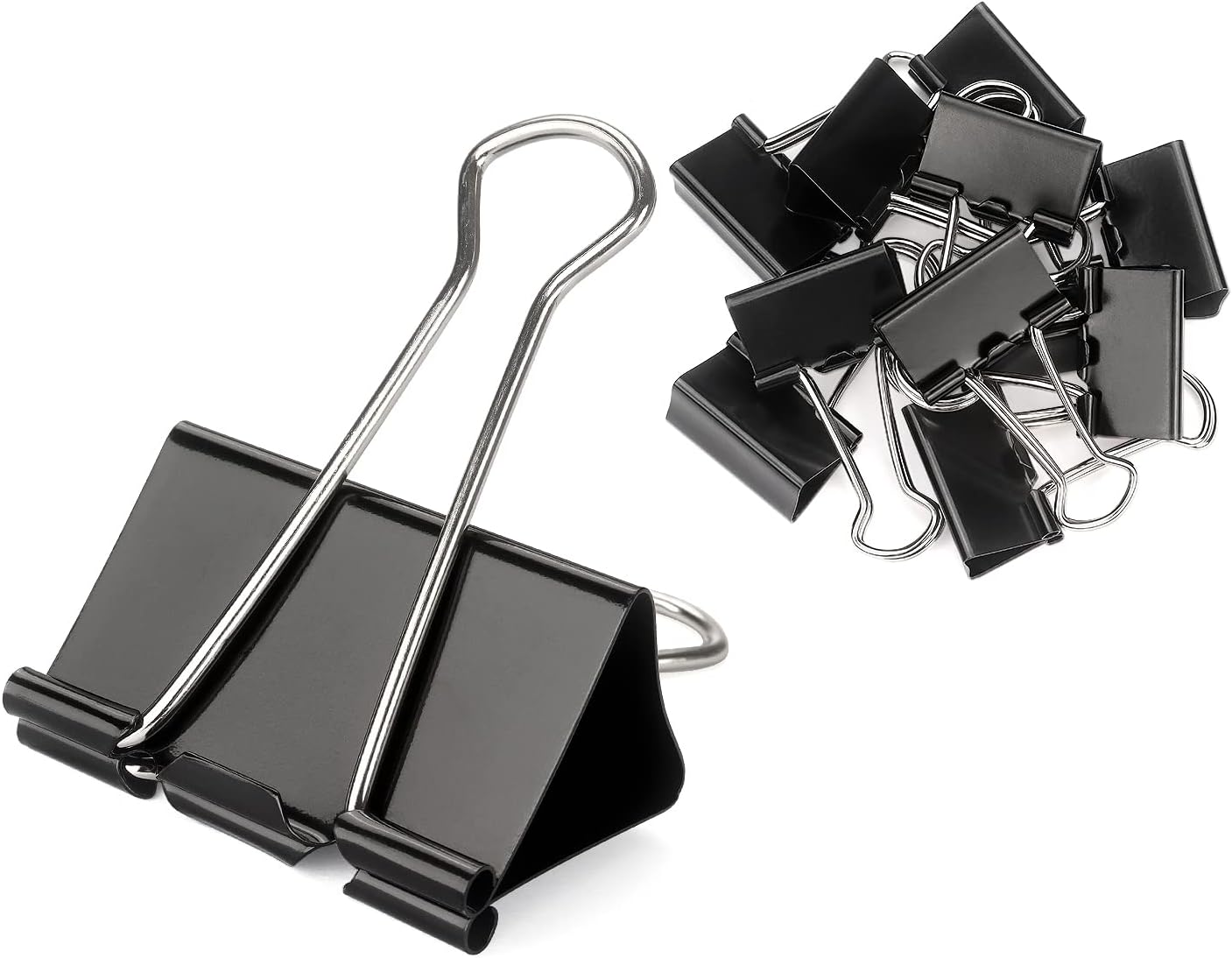 ZZTX Black Binder Clips Paper Clamps Clips Medium Size, 1.3 Inches, 36 Pack