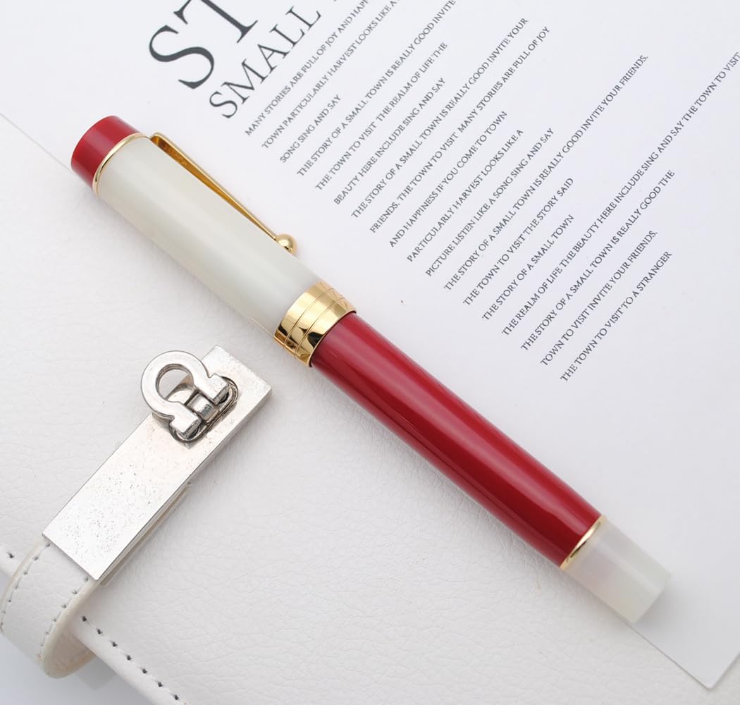 JINHAO 100 Fountain Pen with Ink Converter (Medium Nib 0.7mm, Palace Museum Red)