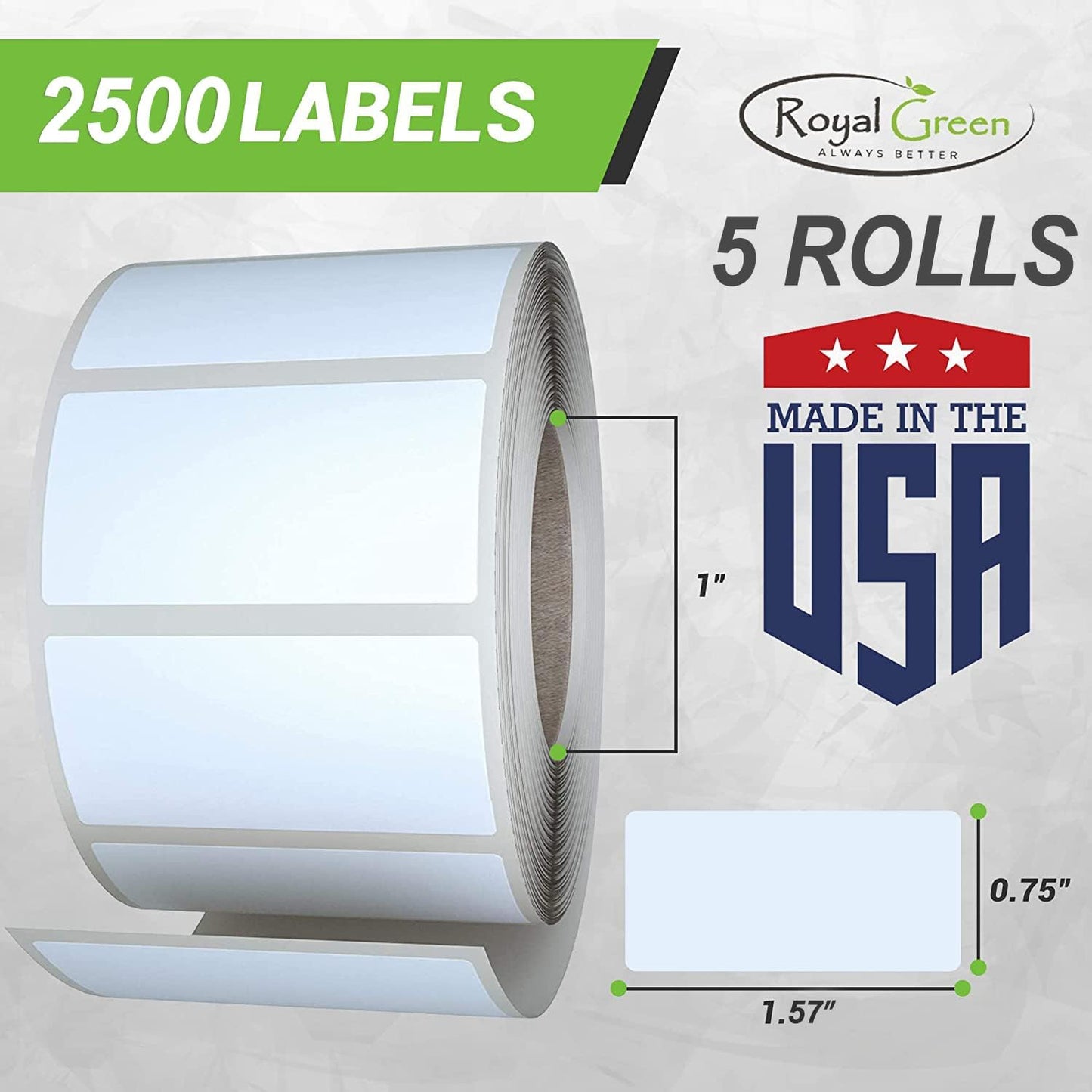 Small Color-Coding Label Roll 40mm x 19mm, 5 Rolls- 2500-Pack, Rectangular Labels Paper Sheets Bulk 1.57in x 0.75 in (Pastel Yellow) by Royal Green
