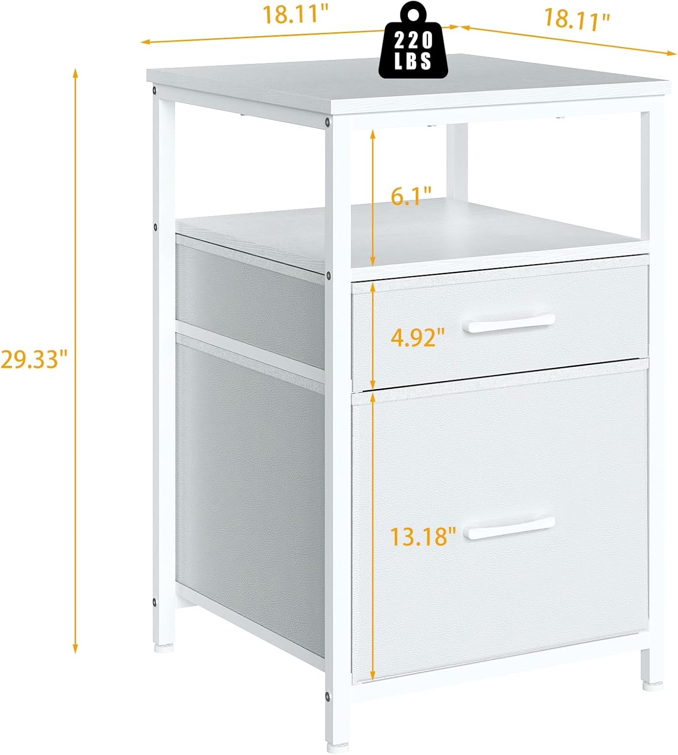 Mini Fridge Stand with 3 Storage, Mini Fridge Cabinet, Beverage Fridge Table, Heavy Duty 18.11" L* 18.11" W Tabletop, for Dorm, Apartment,Office, Bedroom Black HB03BXW