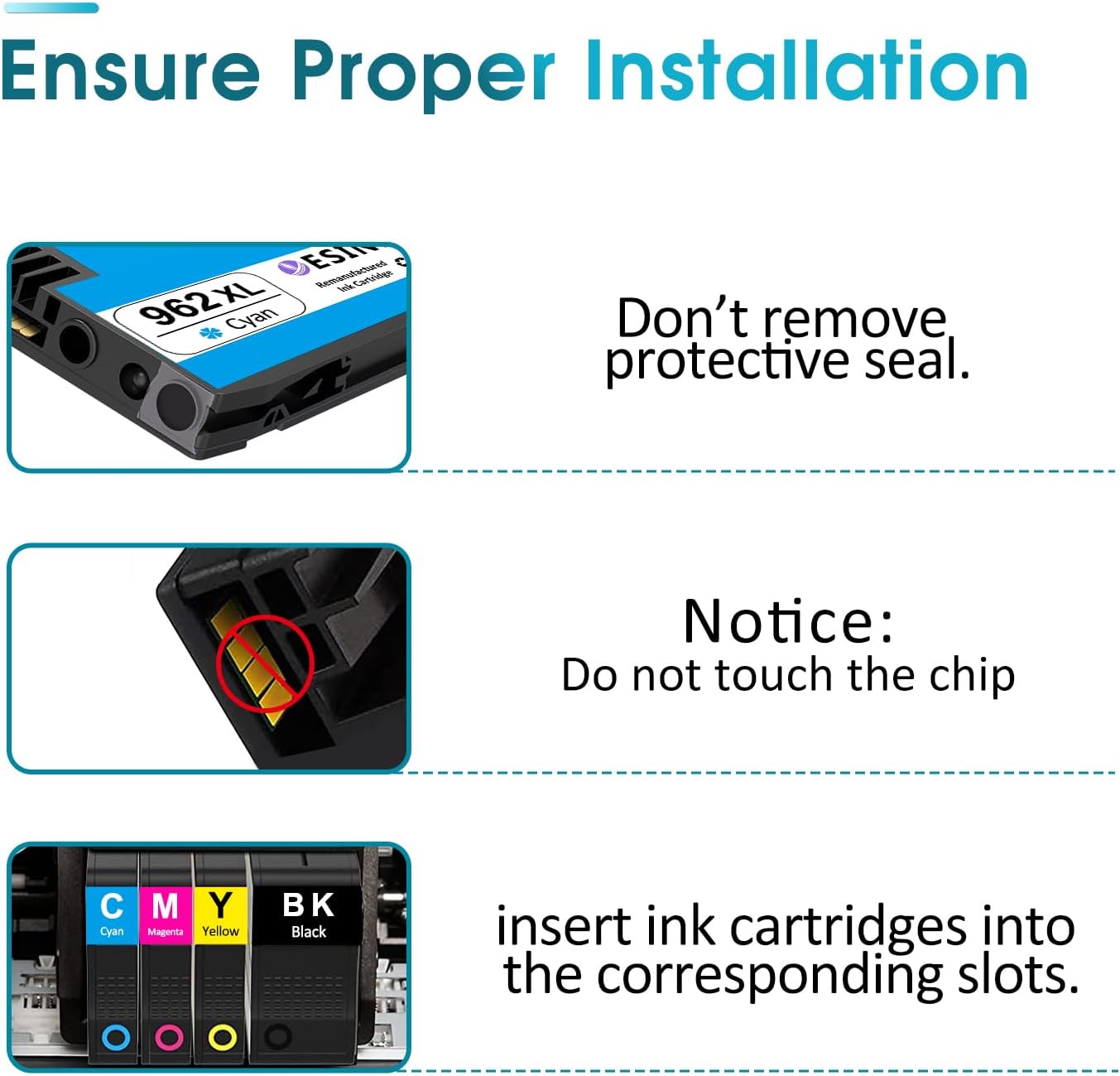 962XL Ink Cartridges Latest Version Combo Pack, High-Yield, Replacement for HP 962, Work for OfficeJet Pro 9010 9015 9020 9018 9025 9018 9019 9012 Printers (Black, Cyan, Magenta, Yellow, 4 Pack)