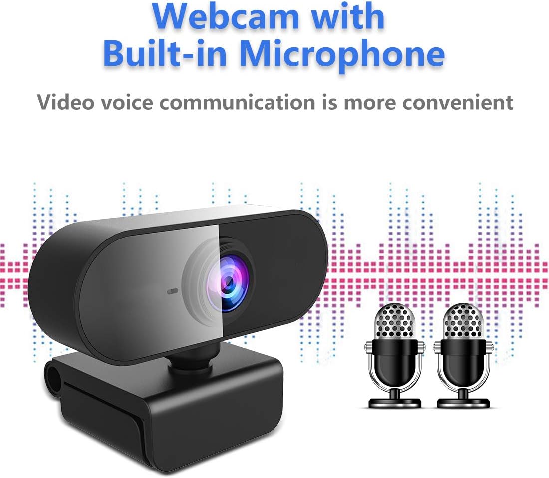 Webcam with Microphone&1080P HD Web Cam,Stand for PC/MAC/Laptop/Desktop, Wide Angle Web Cameras for YouTube,Skype,Zoom,Xbox One,Video Calling,Studying and PS4