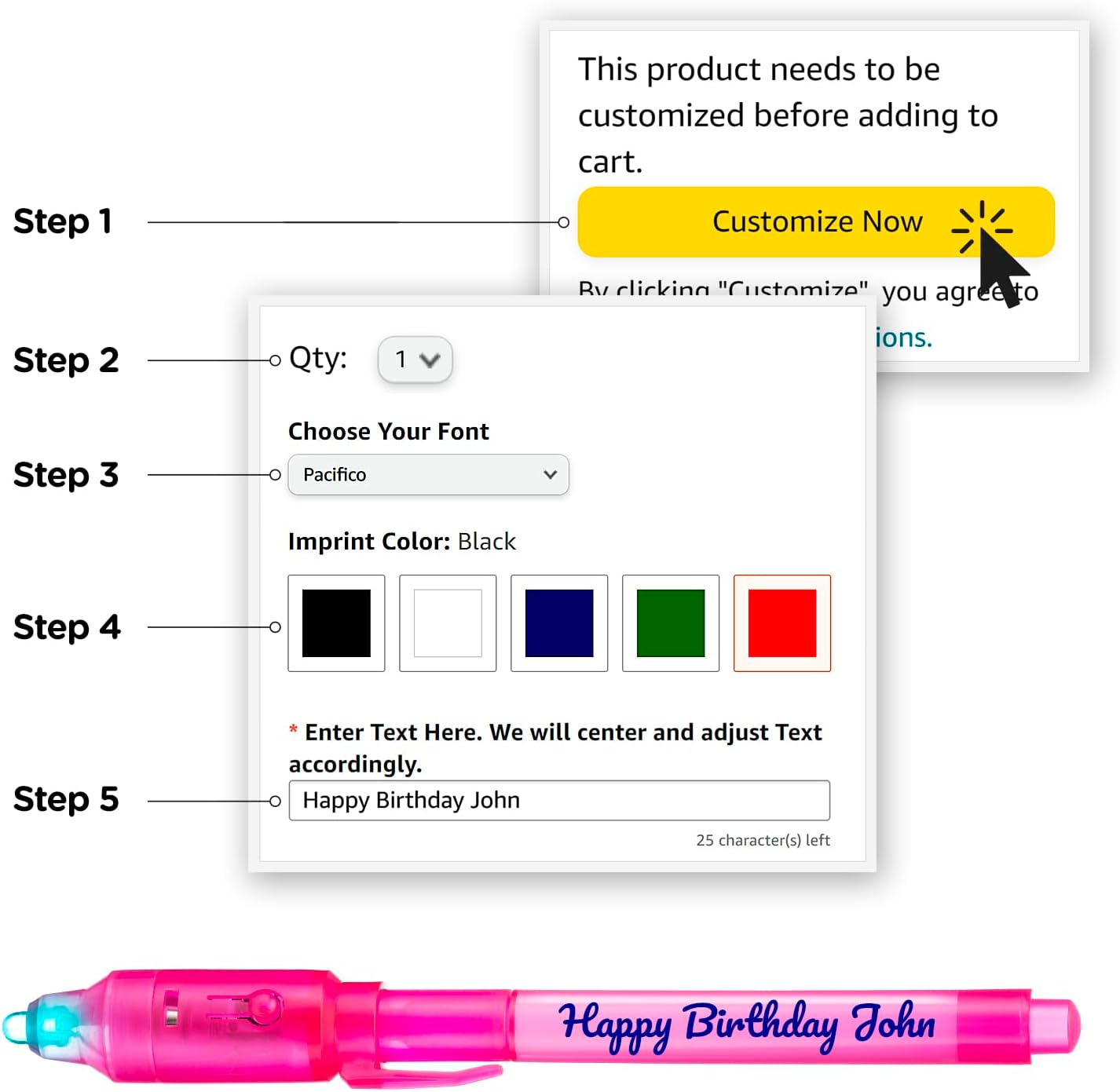 Personalized Invisible ink Pen with UV Light for Kids, Disappearing Ink magic Pen, Custom Secret Spy activity for ages 8-12, kids Gifts in bulk, 12 Pack, Assorted