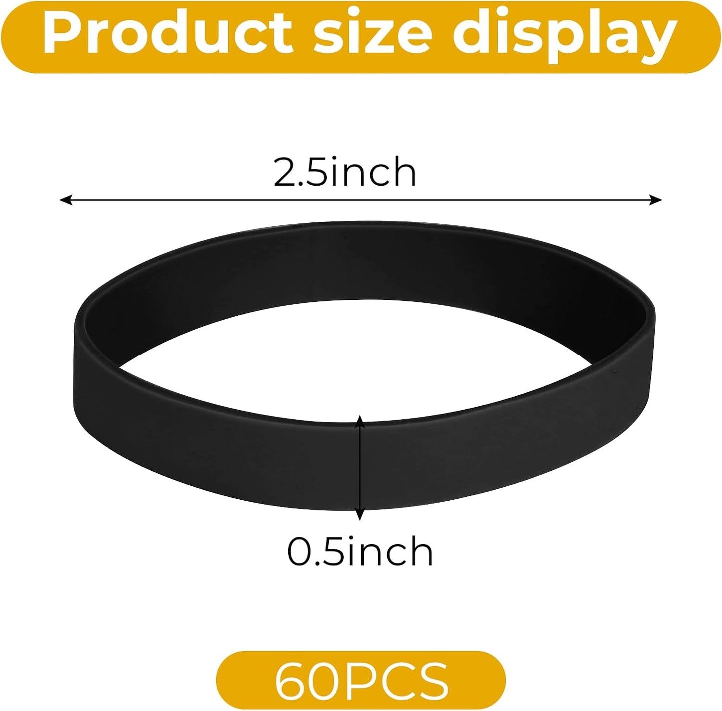 Size #82 Tactical Rubber Bands - Pack of 60 Heavy-Duty, Extra Thick and Wide UV, Heat, and Cold-Resistant Industrial-Grade Elastic Bands for Camping, Cycling, and Fishing (black)