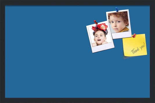 PinPix 28x18 Inch Cork Bulletin Board. This Decorative Framed Pin Board Comes with Navy Pastel Design and a Satin Black Frame. Ideal for Home Office Decor or Message Board (PinPix-1811)