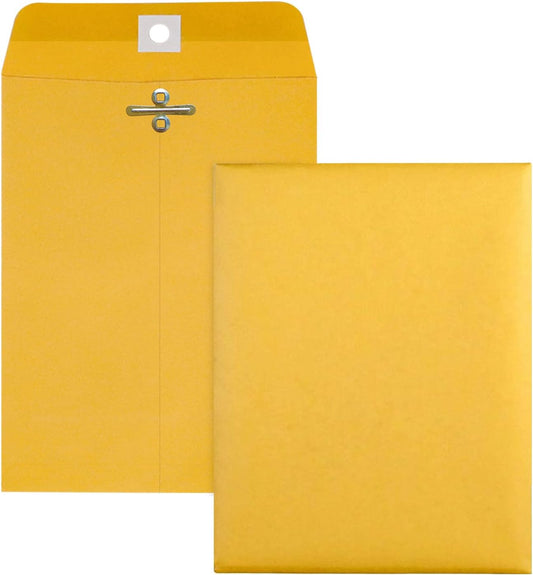 10” x 13” Clasp Envelopes with Gummed Seal Brown Kraft Catalog Envelopes Clasp Mailing Envelopes for Home, Office, Business 28 lb Kraft Paper,Pack of 30