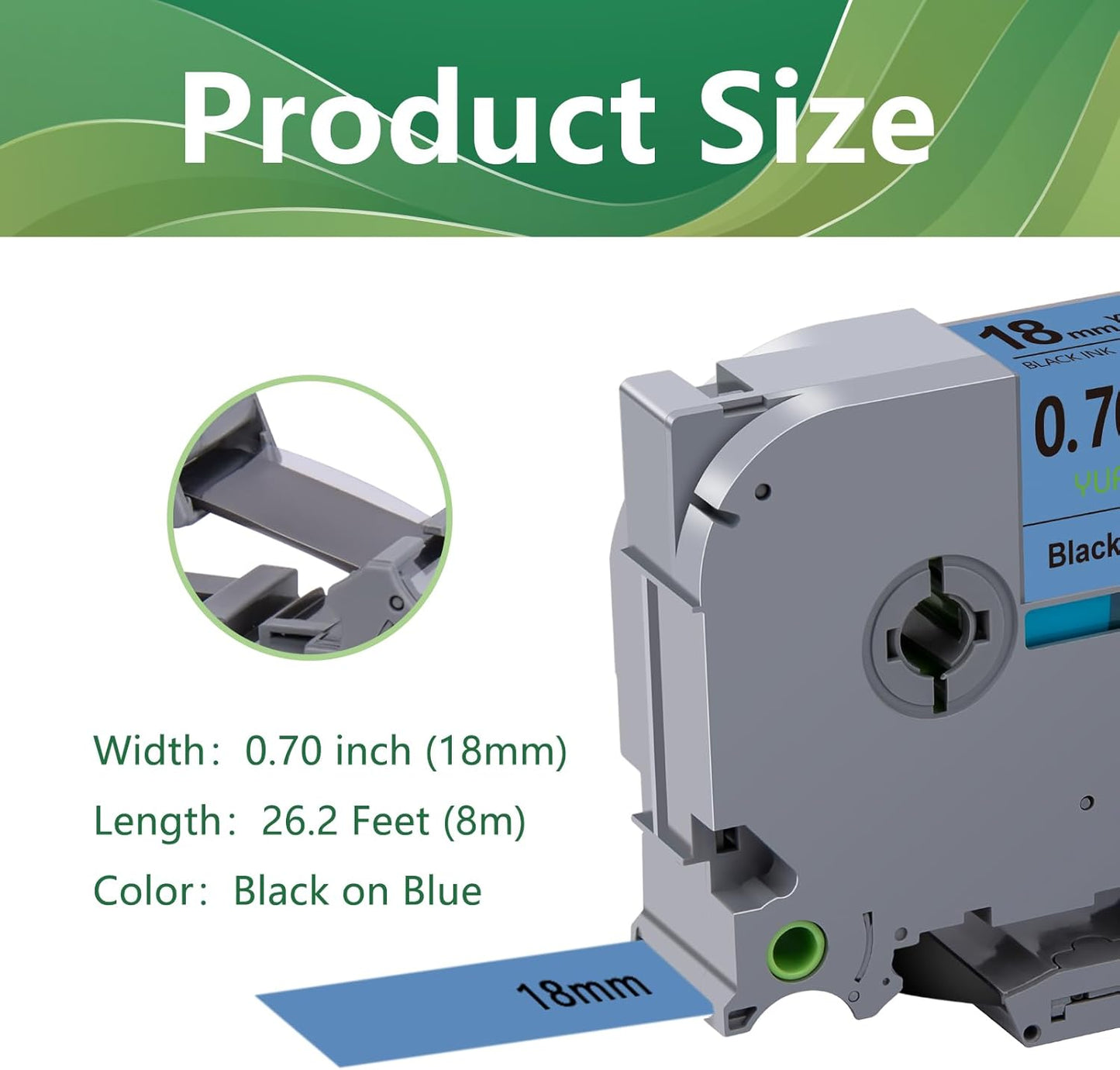 TZe-541 18mm TZe TZ Blue Tape Compatible with Brother P Touch Label Maker Tape TZ-541 TZe541 TZ541 Label Tape 18mm 0.7 Laminated Black on Blue for PT D400 D600 D610 P710bt, 3-Pack