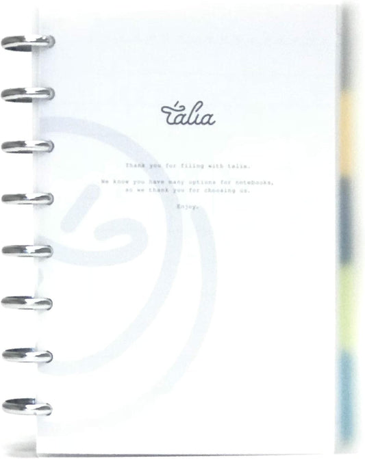 Talia Discbound Notebooks, Planner, Customizable, (yClear w/Silver Discs, Junior (5.5in x 8.5in))