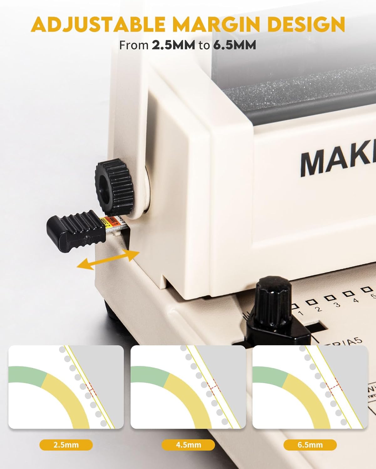 MAKEASY Binding Machine - Wire Binding Machine, 34 Hole, 15 Sheets Punch Capacity, Metal Book Maker Machine with 1 Box Wire Spines & Ring Opener