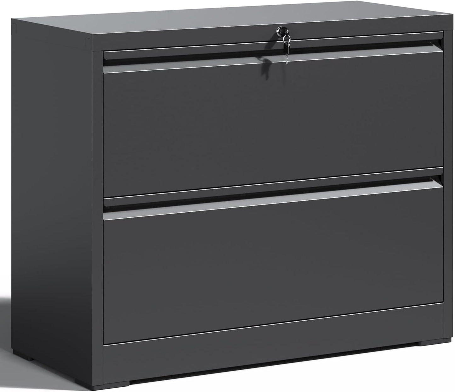 Locking File Cabinet with 2 Drawer Heavy Duty Large Metal Filing Cabinets Home Office Black Lateral File Cabinets Wide Steel Cabinet fors Legal/Letter Size,Assembly Required