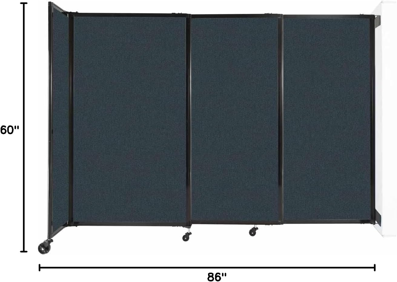Wall-Mounted Sliding StraightWall Room Divider | Adjustable Widths | Locking Wheels | Room Separator | Up to 7'2" Wide x 5' Tall Blue Spruce Fabric Panels