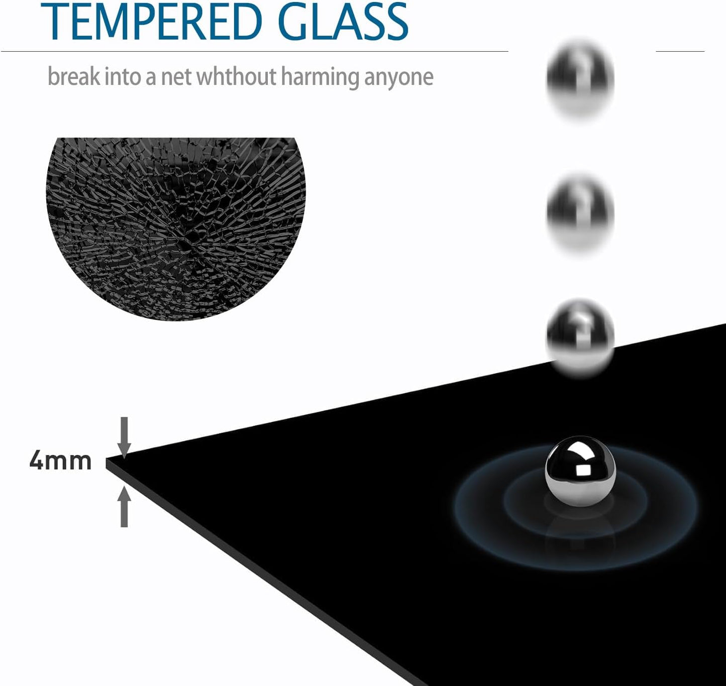 Magnetic Glass Writeboard 48"x36" Premium Tempered Dry Erase Boards Wall Mounted Frameless Whiteboard Bulletin Message Boards (Black)