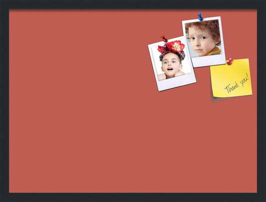 PinPix 27x20 Inch Cork Bulletin Board. This Decorative Framed Pin Board Comes with Crimson Pastel Design and a Satin Black Frame. Ideal for Home Office Decor or Message Board (PinPix-1807)