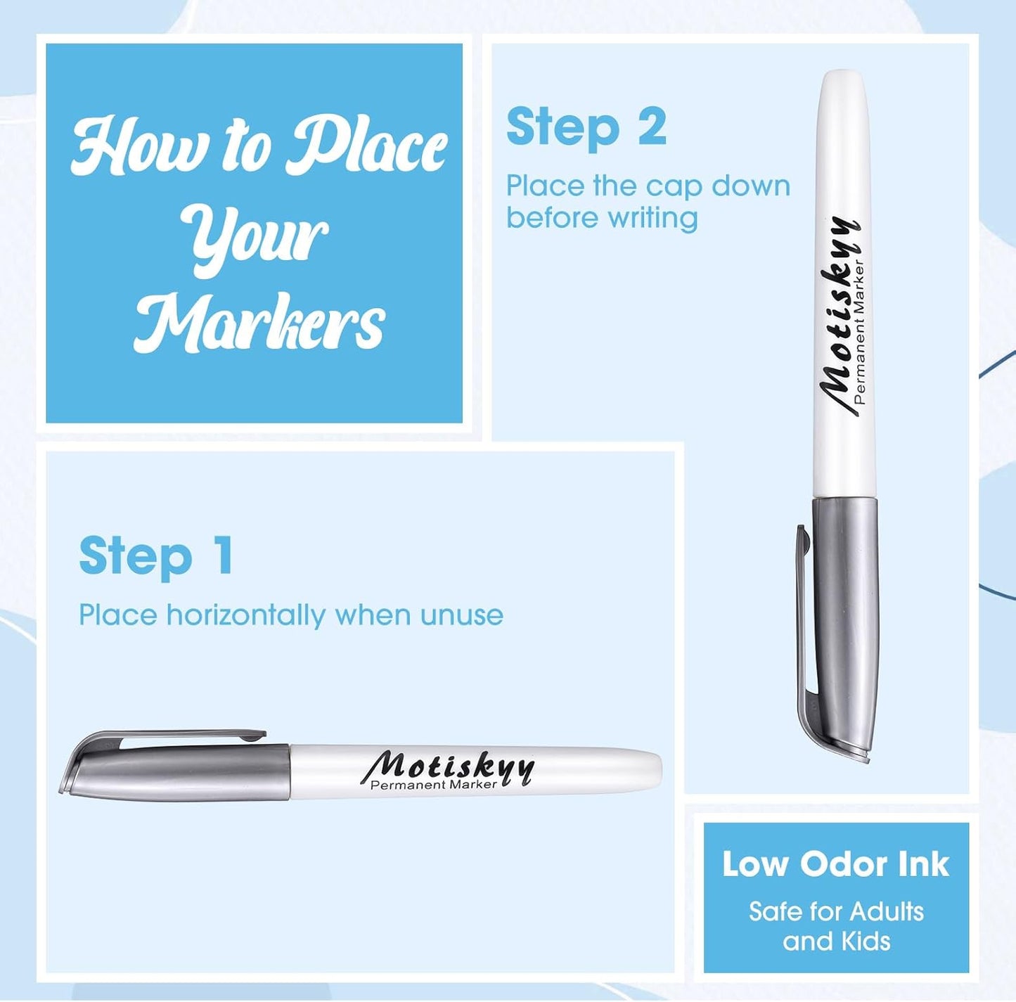 48 Pcs Metallic Permanent Markers Bulk Metallic Marker Pens Medium Tip Quick Dry Paint Pen for Classroom DIY Crafts Artist Illustration Gift Card Making(Silver)