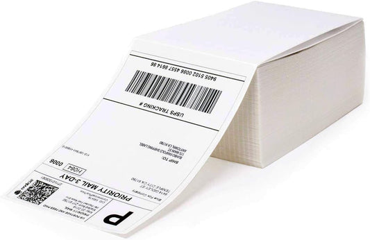 MFLABEL Fanfold 4" x 6" Direct Thermal Labels White Perforated Shipping Labels (2 Stacks)