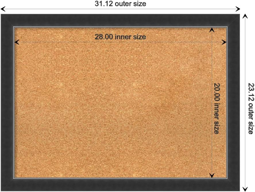 Amanti Art Natural Cork Board for Wall, 23x31 Vision Board with Black Wood Frame, Medium Corkboard Office Decor for Home Organization, Modern Contemporary Corkboard Pinboard to display items for home