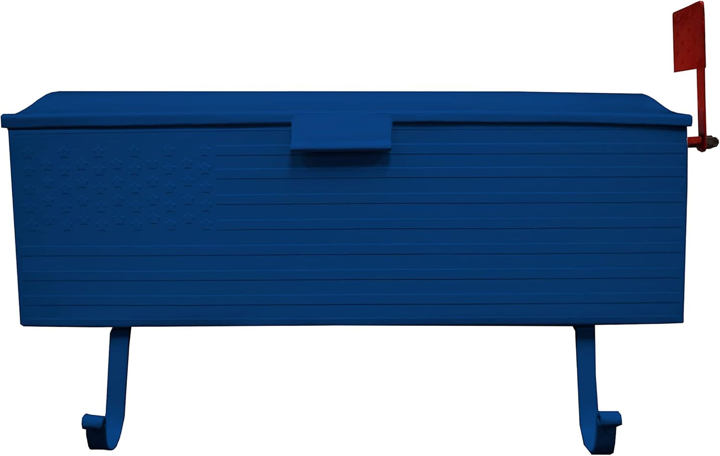 Oakland Living AZ620-BLUE Blue Patriotic Metal Outgoing Mail Flag and Newspaper Hangers Wall Mounted Mailbox