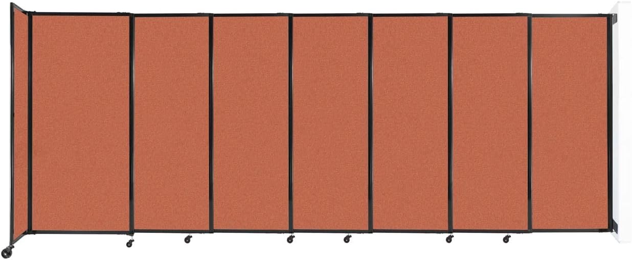 Wall-Mounted Sliding StraightWall Room Divider | Adjustable Widths | Locking Wheels | Room Separator | Up to 15'6" Wide x 6' Tall Papaya Fabric Panels