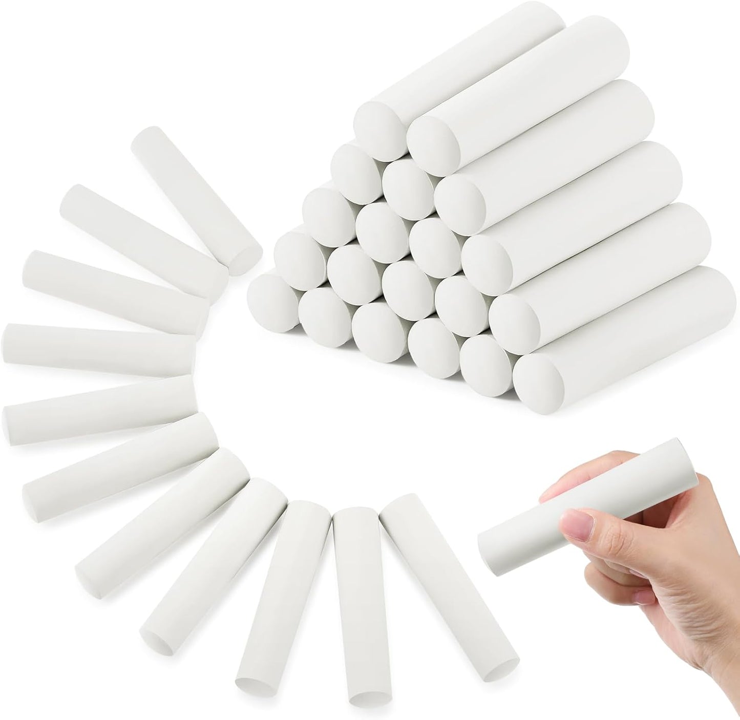 Fulmoon 40 Pcs Jumbo Sidewalk Chalk for Kids Outdoor Art Non Toxic Large Washable Street Chalk for Adults Drawing Painting Classroom(White,Round Style)