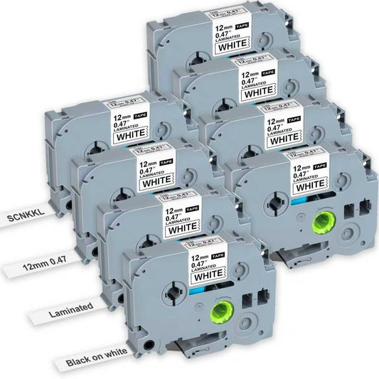 Replacement for Brother Label Maker Tape, P-Touch Label Tape, Tz 231 Tape 12mm 0.47 Laminated Black on White, Compatible with Brother PT-D210 H110 D220 D400 D410 D600, 8-Pack