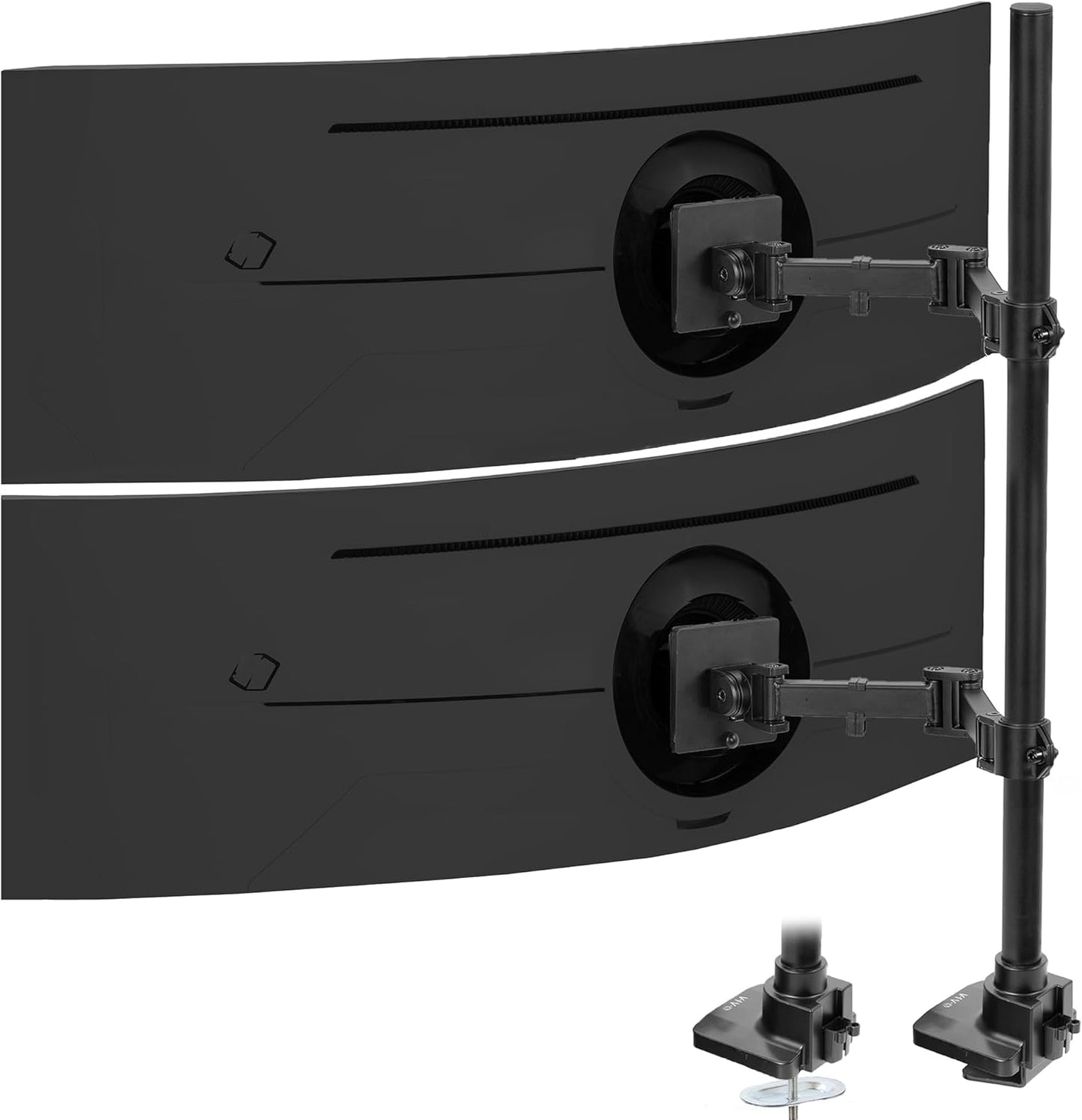 VIVO Dual Ultra-Wide Monitor Extra Tall Desk Mount for up to 49 inch Ultrawides, Clamp-on Adjustable Stand Holds 44 lbs per Screen, VESA up to 100x100mm, Black, STAND-V120T
