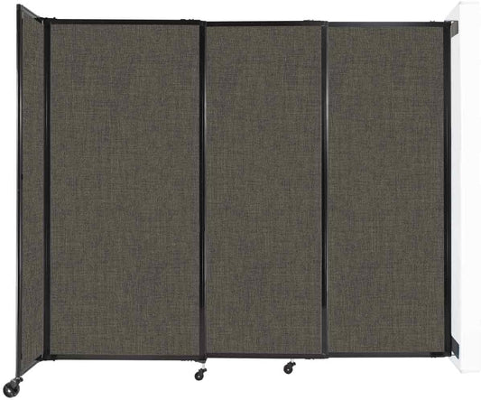 Wall-Mounted Sliding StraightWall Room Divider | Adjustable Widths | Locking Wheels | Room Separator | Up to 7'2" Wide x 6' Tall Mocha Fabric Panels