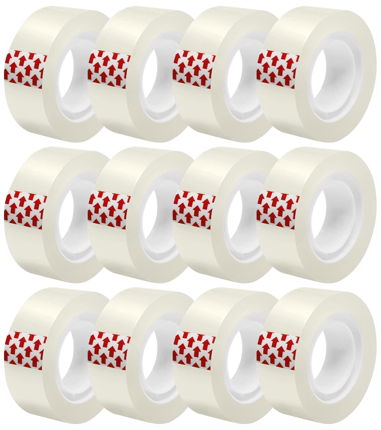 12 Rolls Transparent Tape Refills, Clear Tape Dispenser Refill Rolls, Glossy Gift Wrap Tapes for Office, School, Home, 3/4 x 1000 Inches