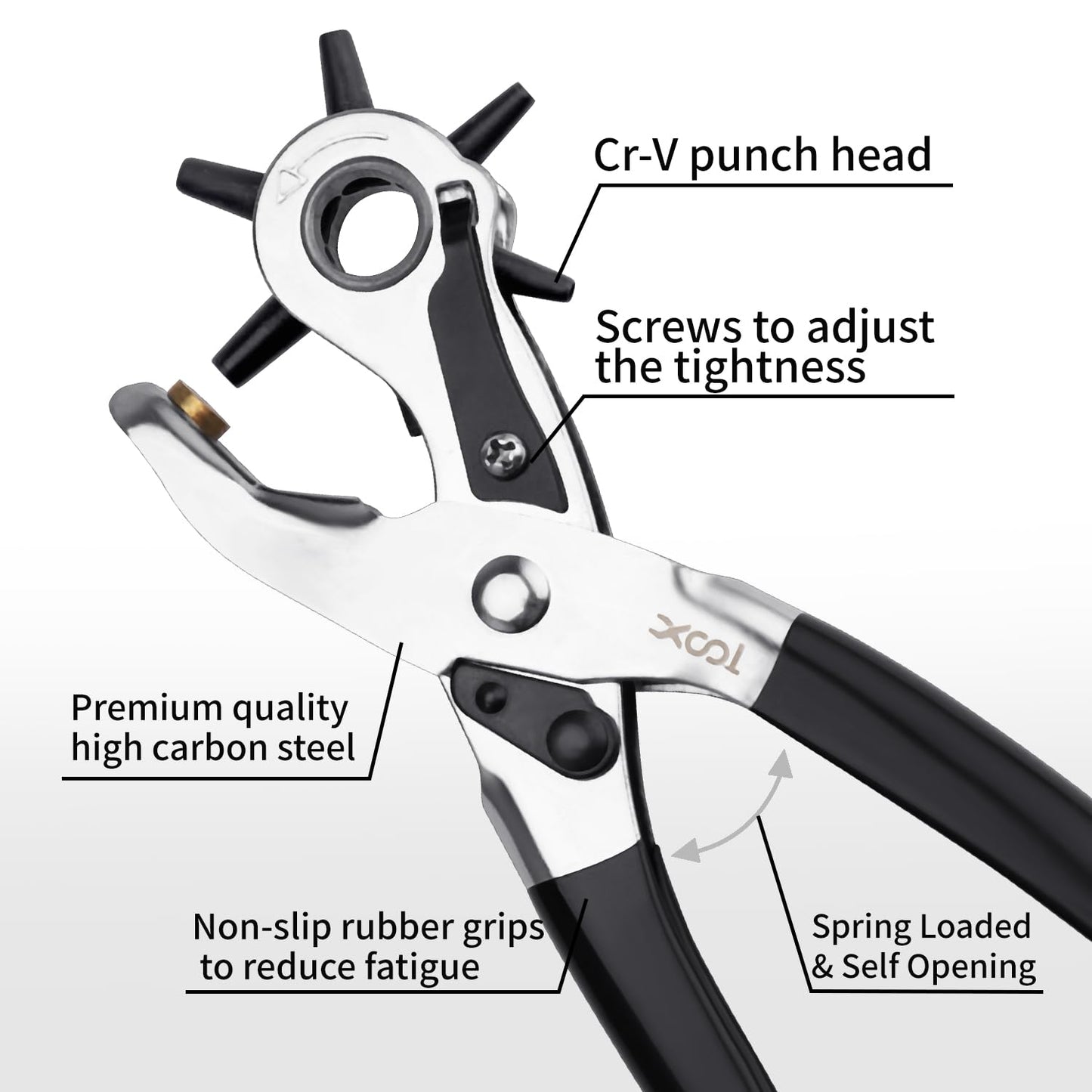 XOOL Belt Hole Puncher for Leather, Precision Multi-Size Leather Hole Punch for Watch Bands, Straps, Collars, Saddles, Shoes, Fabric, DIY Home, Craft Projects