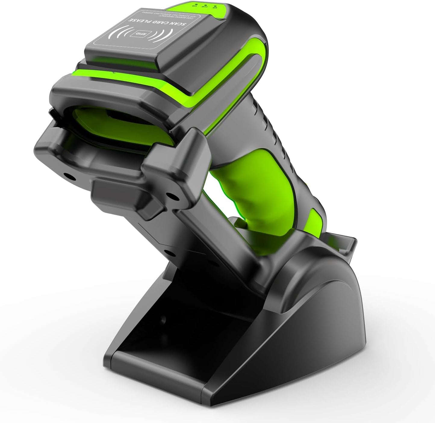 Alacrity Wireless Charging 1D 2D Barcode Scanner, UHF RFID Tags Reader, 2.4Ghz Wireless Bluetooth Wired 3 in 1 Connectivity, for Retail, Logistics, Manufacturing